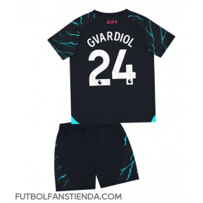 Manchester City Josko Gvardiol #24 Tercera Equipación Niños 2023-24 Manga Corta (+ Pantalones cortos)